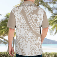 Polynesia Hawaiian Shirt Polynesian Tropical Flowers Beige Pastel Vibes - Wonder Print Shop