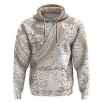 Polynesia Hoodie Polynesian Tropical Flowers Beige Pastel Vibes - Wonder Print Shop