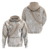 Polynesia Hoodie Polynesian Tropical Flowers Beige Pastel Vibes - Wonder Print Shop