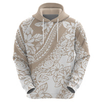 Polynesia Hoodie Polynesian Tropical Flowers Beige Pastel Vibes - Wonder Print Shop