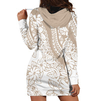Polynesia Hoodie Dress Polynesian Tropical Flowers Beige Pastel Vibes - Wonder Print Shop