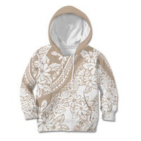 Polynesia Kid Hoodie Polynesian Tropical Flowers Beige Pastel Vibes - Wonder Print Shop