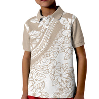 Polynesia Kid Polo Shirt Polynesian Tropical Flowers Beige Pastel Vibes - Wonder Print Shop