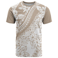 Polynesia T Shirt Polynesian Tropical Flowers Beige Pastel Vibes - Wonder Print Shop