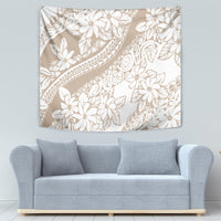 Polynesia Tapestry Polynesian Tropical Flowers Begie Pastel Vibes - Wonder Print Shop