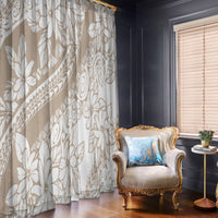 Polynesia Window Curtain Polynesian Tropical Flowers Begie Pastel Vibes - Wonder Print Shop