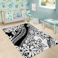 Polynesia Area Rug Polynesian Tropical Flowers Black Pastel Vibes - Wonder Print Shop