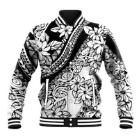 Polynesia Baseball Jacket Polynesian Tropical Flowers Black Pastel Vibes - Wonder Print Shop