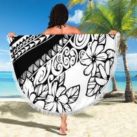 Polynesia Beach Blanket Polynesian Tropical Flowers Black Pastel Vibes - Wonder Print Shop
