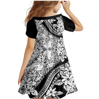 Polynesia Family Matching Mermaid Dress and Hawaiian Shirt Polynesian Tropical Flowers Black Pastel Vibes - Wonder Print Shop