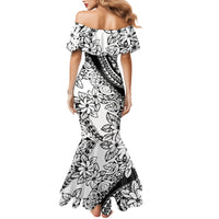 Polynesia Family Matching Mermaid Dress and Hawaiian Shirt Polynesian Tropical Flowers Black Pastel Vibes - Wonder Print Shop