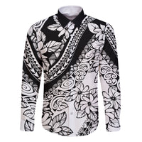 Polynesia Family Matching Off Shoulder Long Sleeve Dress and Hawaiian Shirt Polynesian Tropical Flowers Black Pastel Vibes - Wonder Print Shop