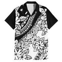 Polynesia Family Matching Off Shoulder Maxi Dress and Hawaiian Shirt Polynesian Tropical Flowers Black Pastel Vibes - Wonder Print Shop