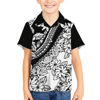 Polynesia Family Matching Short Sleeve Bodycon Dress and Hawaiian Shirt Polynesian Tropical Flowers Black Pastel Vibes - Wonder Print Shop