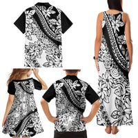 Polynesia Family Matching Tank Maxi Dress and Hawaiian Shirt Polynesian Tropical Flowers Black Pastel Vibes - Wonder Print Shop
