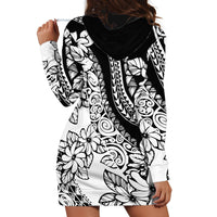 Polynesia Hoodie Dress Polynesian Tropical Flowers Black Pastel Vibes - Wonder Print Shop