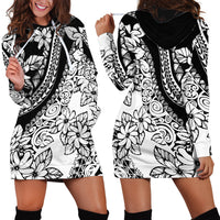 Polynesia Hoodie Dress Polynesian Tropical Flowers Black Pastel Vibes - Wonder Print Shop