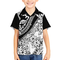 Polynesia Kid Hawaiian Shirt Polynesian Tropical Flowers Black Pastel Vibes - Wonder Print Shop