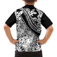 Polynesia Kid Hawaiian Shirt Polynesian Tropical Flowers Black Pastel Vibes - Wonder Print Shop