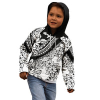 Polynesia Kid Hoodie Polynesian Tropical Flowers Black Pastel Vibes - Wonder Print Shop