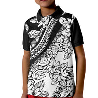 Polynesia Kid Polo Shirt Polynesian Tropical Flowers Black Pastel Vibes - Wonder Print Shop