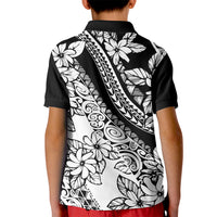 Polynesia Kid Polo Shirt Polynesian Tropical Flowers Black Pastel Vibes - Wonder Print Shop