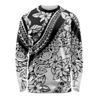 Polynesia Long Sleeve Shirt Polynesian Tropical Flowers Black Pastel Vibes - Wonder Print Shop