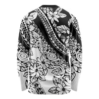 Polynesia Long Sleeve Shirt Polynesian Tropical Flowers Black Pastel Vibes - Wonder Print Shop