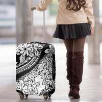 Polynesia Luggage Cover Polynesian Tropical Flowers Black Pastel Vibes - Wonder Print Shop