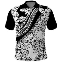 Polynesia Polo Shirt Polynesian Tropical Flowers Black Pastel Vibes - Wonder Print Shop