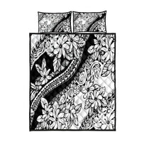 Polynesia Quilt Bed Set Polynesian Tropical Flowers Black Pastel Vibes - Wonder Print Shop