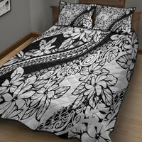 Polynesia Quilt Bed Set Polynesian Tropical Flowers Black Pastel Vibes - Wonder Print Shop
