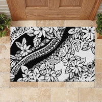 Polynesia Rubber Doormat Polynesian Tropical Flowers Black Pastel Vibes - Wonder Print Shop