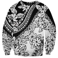 Polynesia Sweatshirt Polynesian Tropical Flowers Black Pastel Vibes - Wonder Print Shop