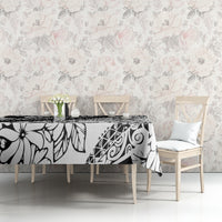 Polynesia Tablecloth Polynesian Tropical Flowers Black Pastel Vibes - Wonder Print Shop