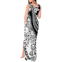 Polynesia Tank Maxi Dress Polynesian Tropical Flowers Black Pastel Vibes - Wonder Print Shop