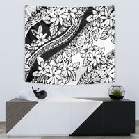 Polynesia Tapestry Polynesian Tropical Flowers Black Pastel Vibes - Wonder Print Shop
