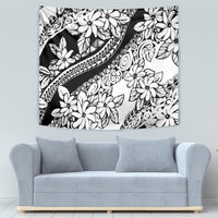 Polynesia Tapestry Polynesian Tropical Flowers Black Pastel Vibes - Wonder Print Shop