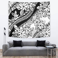 Polynesia Tapestry Polynesian Tropical Flowers Black Pastel Vibes - Wonder Print Shop