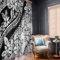 Polynesia Window Curtain Polynesian Tropical Flowers Black Pastel Vibes - Wonder Print Shop