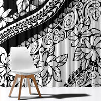 Polynesia Window Curtain Polynesian Tropical Flowers Black Pastel Vibes - Wonder Print Shop