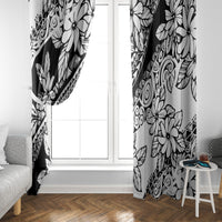 Polynesia Window Curtain Polynesian Tropical Flowers Black Pastel Vibes - Wonder Print Shop
