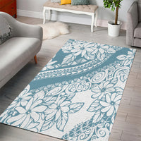 Polynesia Area Rug Polynesian Tropical Flowers Blue Pastel Vibes - Wonder Print Shop