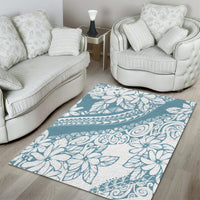 Polynesia Area Rug Polynesian Tropical Flowers Blue Pastel Vibes - Wonder Print Shop