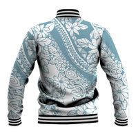 Polynesia Baseball Jacket Polynesian Tropical Flowers Blue Pastel Vibes - Wonder Print Shop