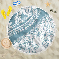 Polynesia Beach Blanket Polynesian Tropical Flowers Blue Pastel Vibes - Wonder Print Shop