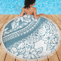 Polynesia Beach Blanket Polynesian Tropical Flowers Blue Pastel Vibes - Wonder Print Shop