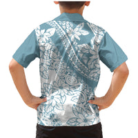 Polynesia Family Matching Mermaid Dress and Hawaiian Shirt Polynesian Tropical Flowers Blue Pastel Vibes - Wonder Print Shop