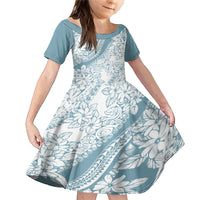 Polynesia Family Matching Mermaid Dress and Hawaiian Shirt Polynesian Tropical Flowers Blue Pastel Vibes - Wonder Print Shop