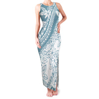 Polynesia Family Matching Tank Maxi Dress and Hawaiian Shirt Polynesian Tropical Flowers Blue Pastel Vibes - Wonder Print Shop